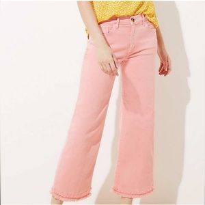 NWT LOFT High rise wide leg frayed hem jeans